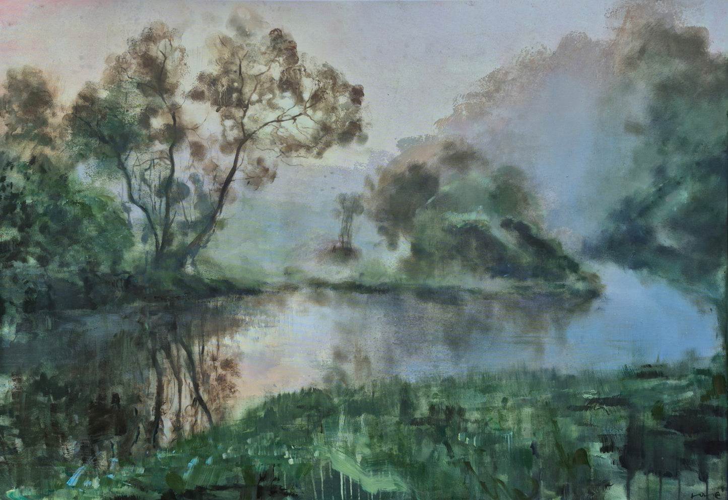 Fluss im Nebel